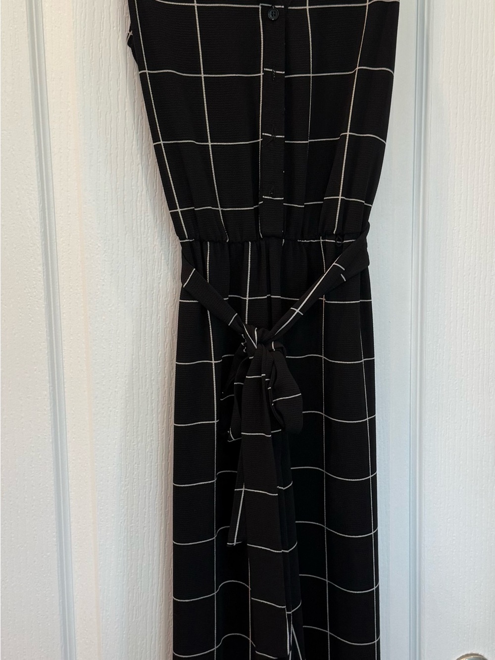 Apt. 9 Black Grid Sleeveless Jumpsuit Size M